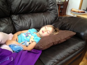 I know my daughter is really sick when she falls asleep in front of the TV.